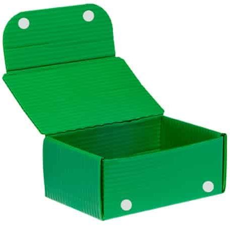 green corrugated plastic boxes with velcro lid