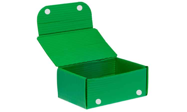 green corrugated plastic boxes with velcro lid