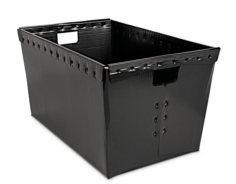 large black corrugated plastic warehouse tote