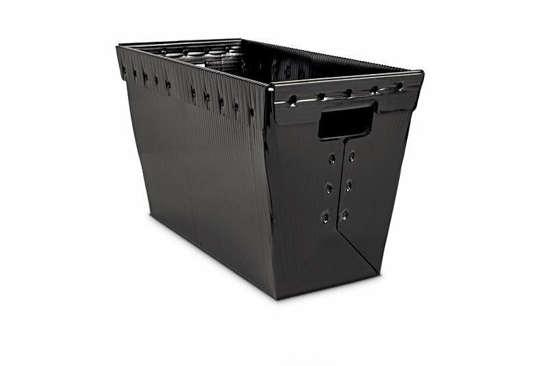 tall narrow black corrugated plastic storage bin