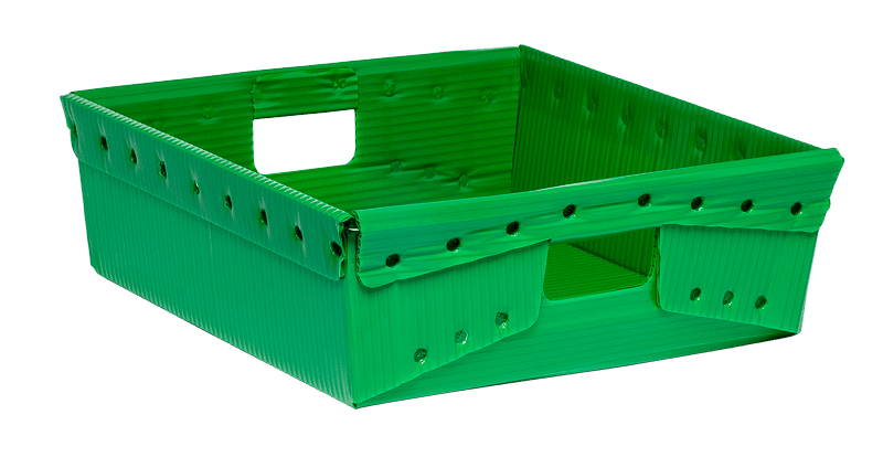 green corrugated plastic tray