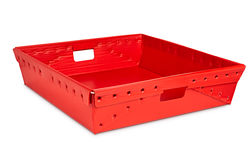 red corrugated plastic tray