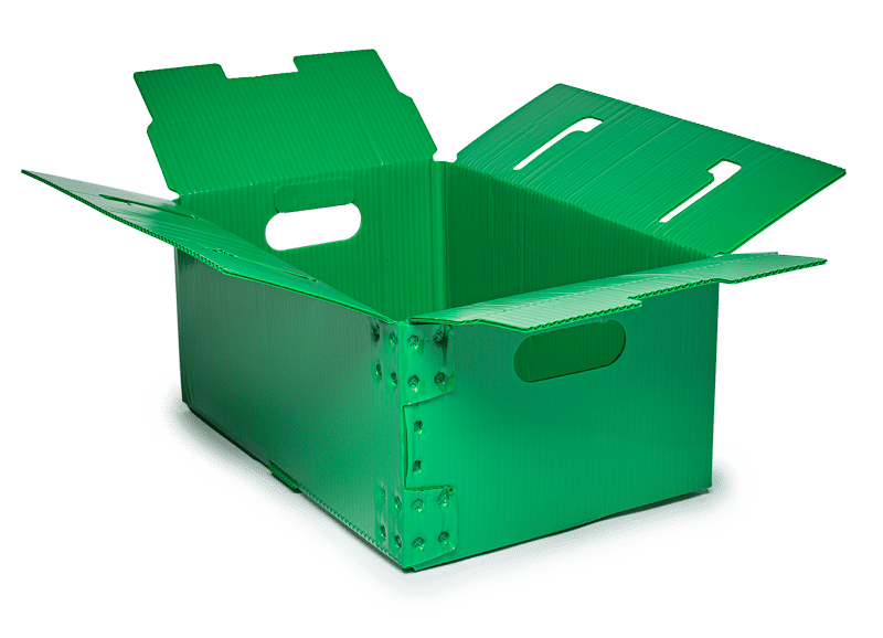 short green corrugated plastic file storage tote