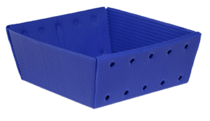 blue corrugated plastic tray