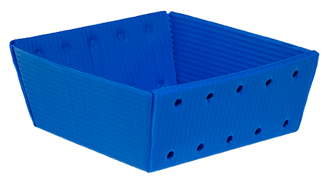 blue corrugated plastic tray