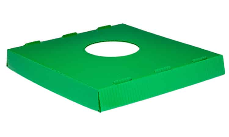 green corrugated plastic lid with circular opening