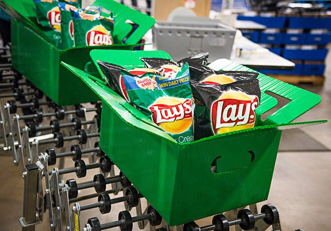 Product-on-the-line Boxes on a production line