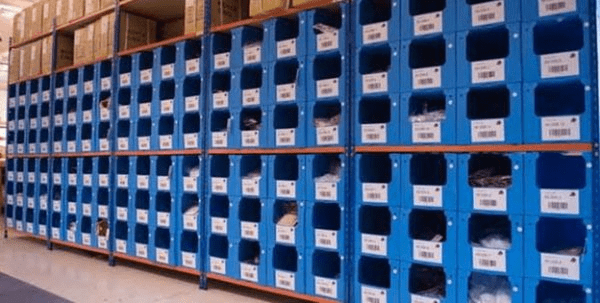 warehouse shelving organization boxes