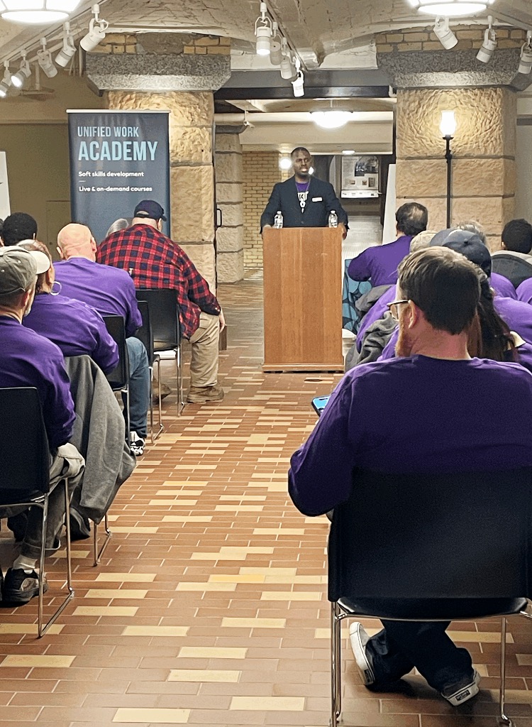 Eric Black speaks with MDI employees