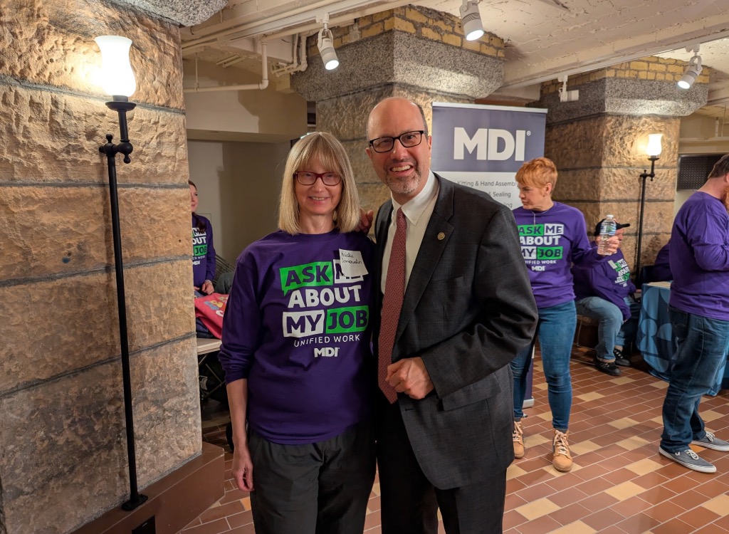 Representative Dave Pinto and MDI Employee Kristie Armbruster