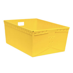 Wide Nestable Wire Rim Corrugated Plastic Tote 1531