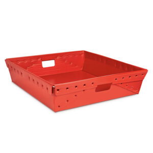 Large Square Low-Profile Wire Rim Corrugated Plastic Tote 1606